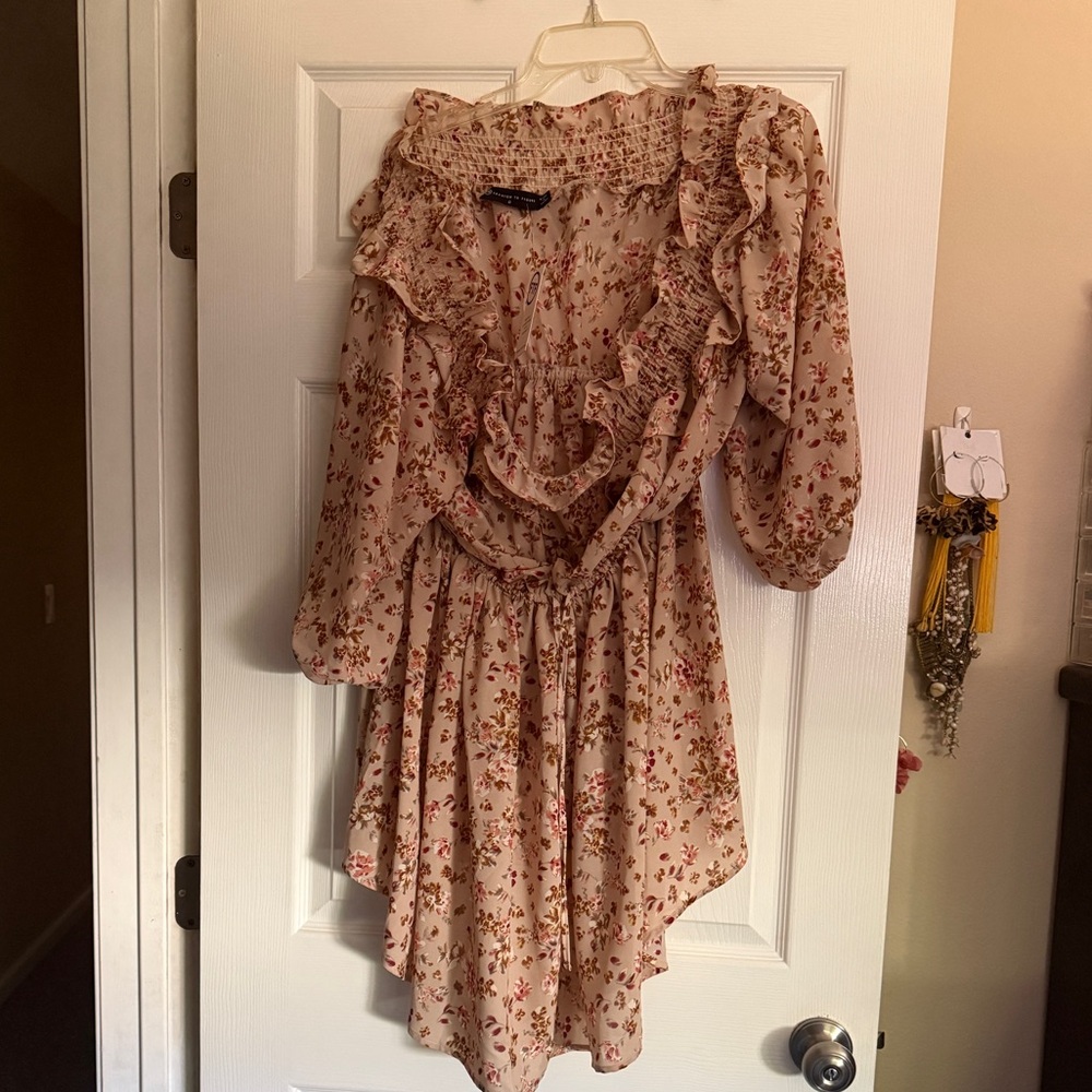 Flower print plus size mini dress